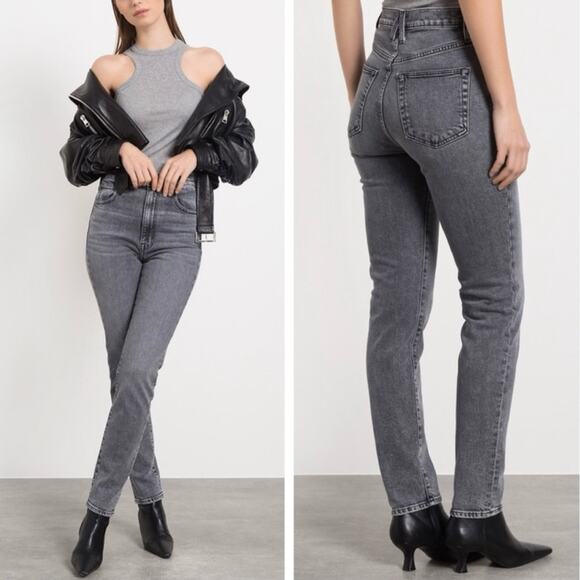 SLVRLAKE Beatnik High Rise Skinny Jeans Slim Harvest Moon Black Gray Grey 24 - Picture 1 of 14